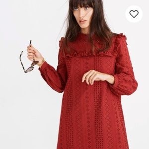 Madewell Eyelet Mockneck Ruffle Dress